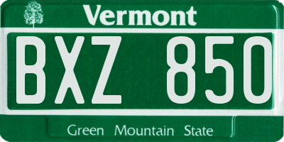 VT license plate BXZ850