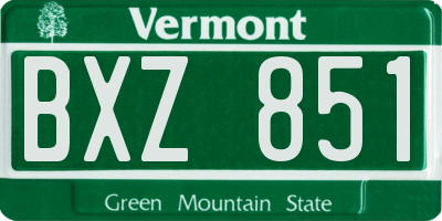 VT license plate BXZ851