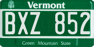 VT license plate BXZ852