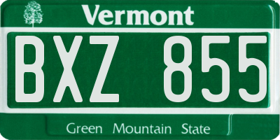 VT license plate BXZ855