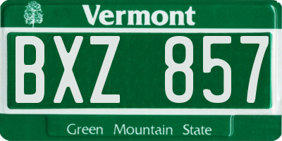 VT license plate BXZ857