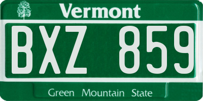 VT license plate BXZ859