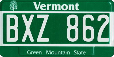 VT license plate BXZ862