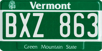 VT license plate BXZ863