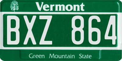 VT license plate BXZ864