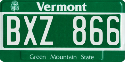VT license plate BXZ866