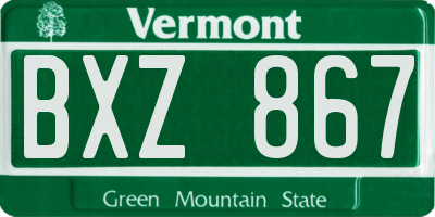 VT license plate BXZ867