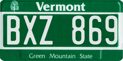 VT license plate BXZ869