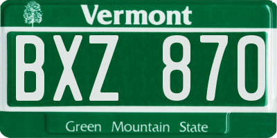 VT license plate BXZ870