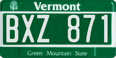 VT license plate BXZ871