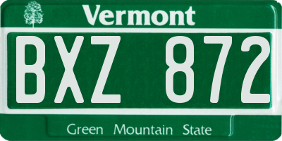 VT license plate BXZ872