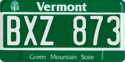 VT license plate BXZ873