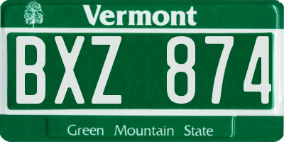 VT license plate BXZ874