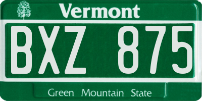 VT license plate BXZ875