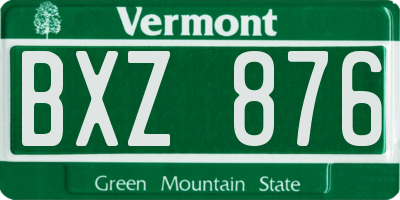 VT license plate BXZ876