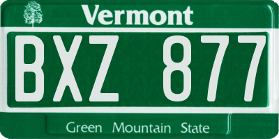 VT license plate BXZ877
