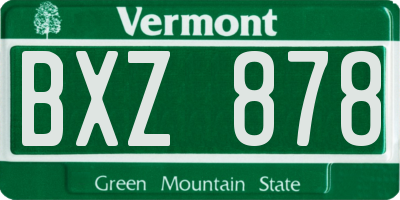 VT license plate BXZ878