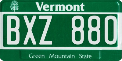 VT license plate BXZ880
