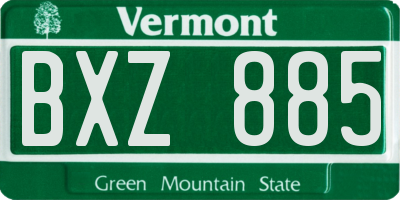 VT license plate BXZ885