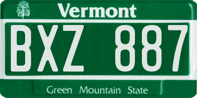 VT license plate BXZ887