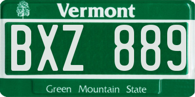 VT license plate BXZ889