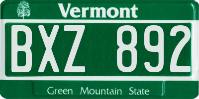 VT license plate BXZ892