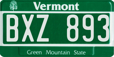 VT license plate BXZ893