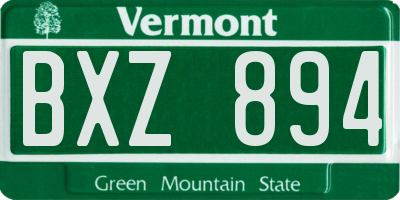 VT license plate BXZ894