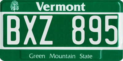 VT license plate BXZ895