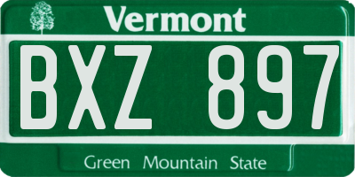 VT license plate BXZ897