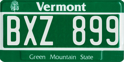 VT license plate BXZ899