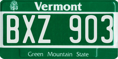 VT license plate BXZ903