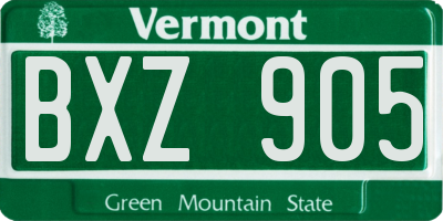 VT license plate BXZ905