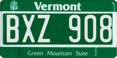 VT license plate BXZ908