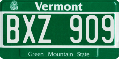 VT license plate BXZ909