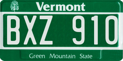 VT license plate BXZ910