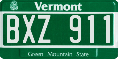 VT license plate BXZ911