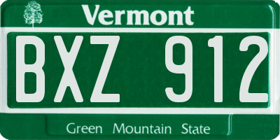 VT license plate BXZ912