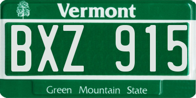 VT license plate BXZ915