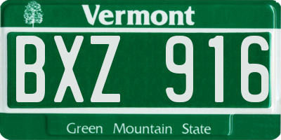 VT license plate BXZ916