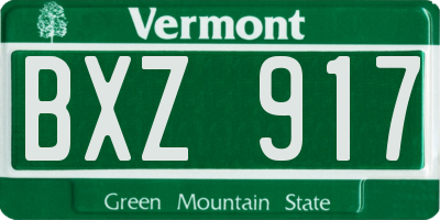 VT license plate BXZ917