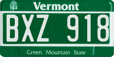 VT license plate BXZ918