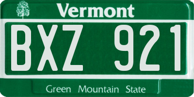 VT license plate BXZ921
