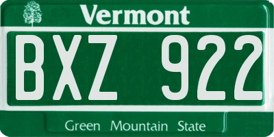 VT license plate BXZ922