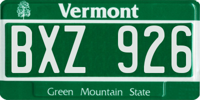 VT license plate BXZ926