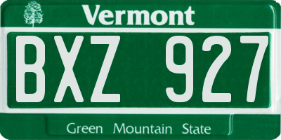 VT license plate BXZ927
