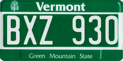 VT license plate BXZ930