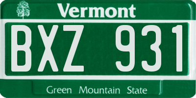 VT license plate BXZ931