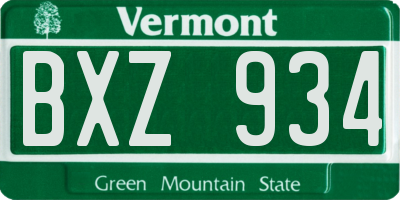 VT license plate BXZ934