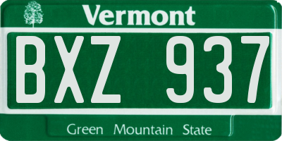 VT license plate BXZ937